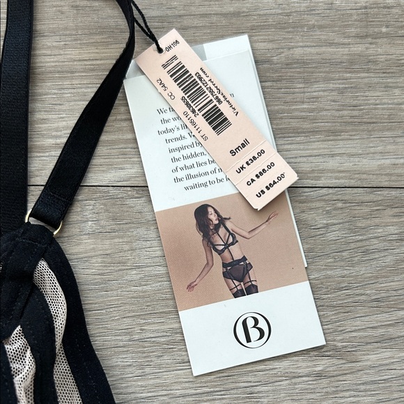 NWT Bluebella Sheer Black and Cream Striped Bodysuit - Picture 2 of 5